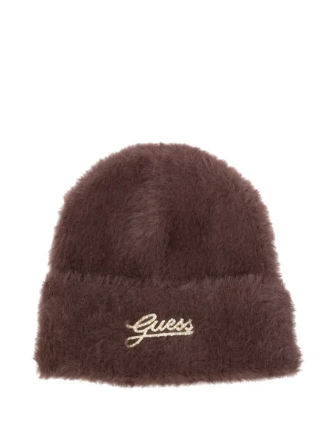 GUESS USA logo-plaque fluffy beanie hat
