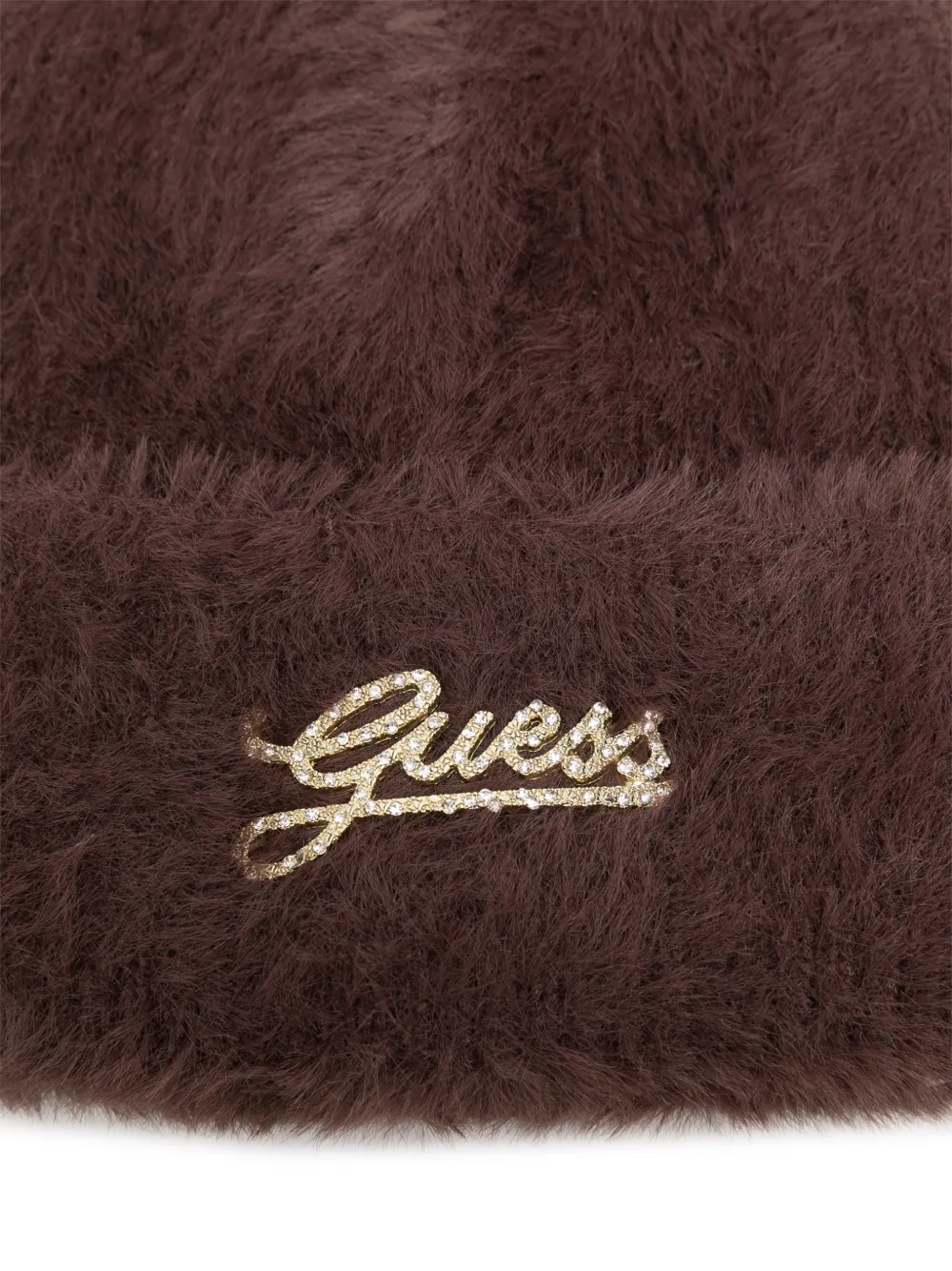 GUESS USA Pluizige muts met logo-plakkaat Bruin