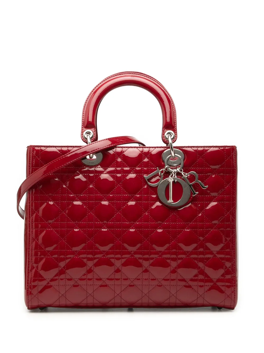 Christian Dior Pre-Owned 2011 Large Patent Cannage Lady Dior satchel - Rot