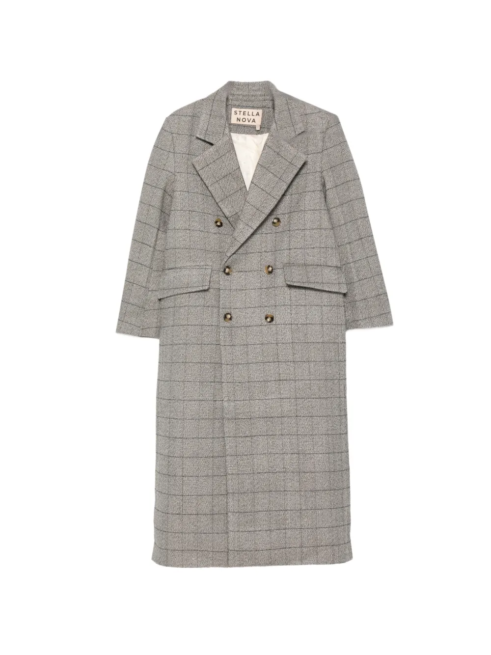 Stella Nova double-breasted check-pattern coat - Grey