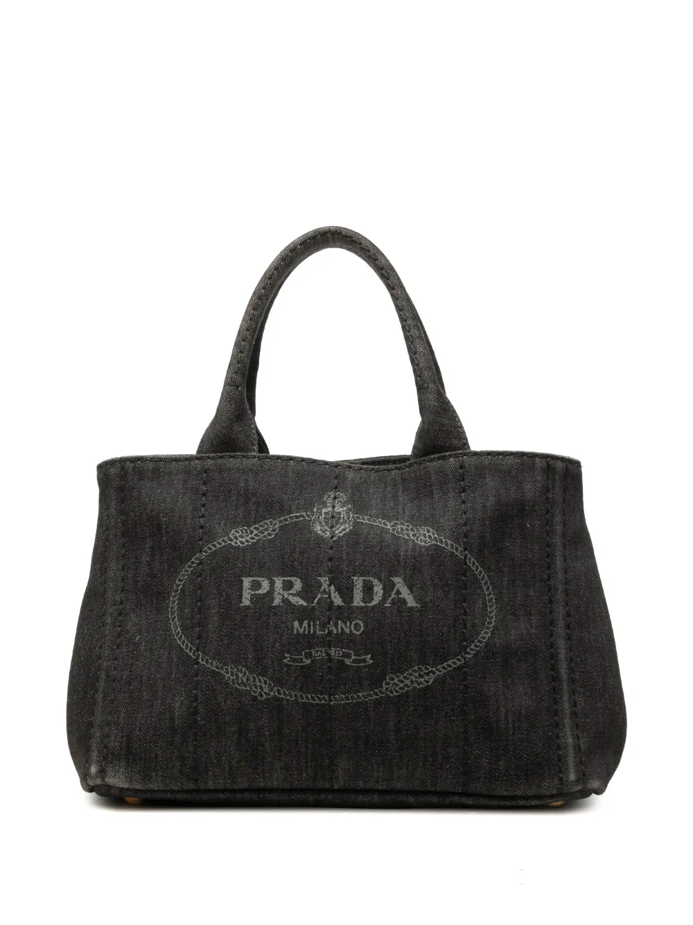Prada Pre-Owned petit sac cabas en jean à logo Canapa (2013-2026) - Gris