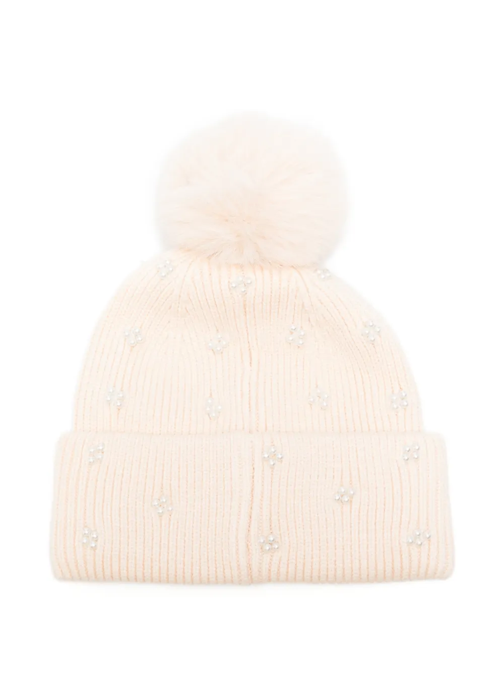 GUESS USA Muts met imitatieparel en pompon Beige