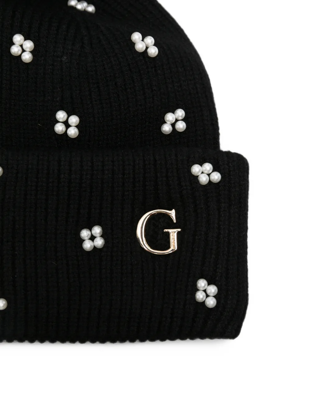 GUESS USA Muts met imitatieparel en pompon Zwart