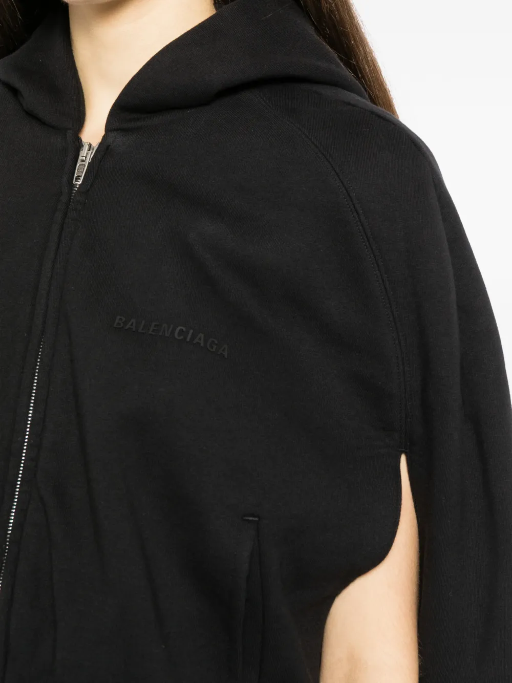 Balenciaga cape-style hooded jacket Zwart