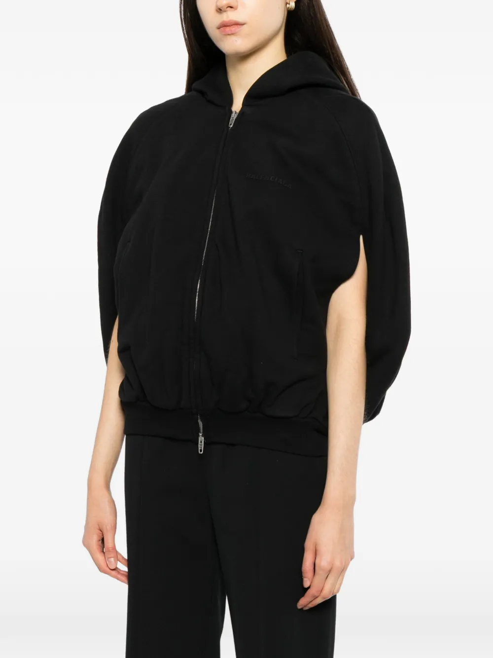 Balenciaga cape-style hooded jacket Zwart