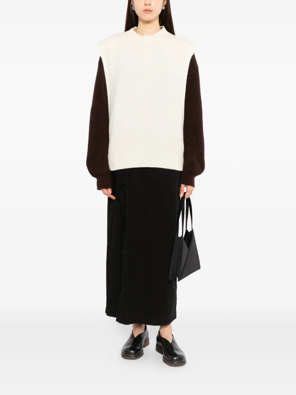 Uma Wang ribbed-knit sleeveless top Beige