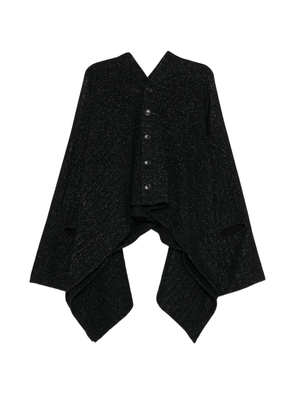 Junya Watanabe glitter-effect V-neck cape Zwart