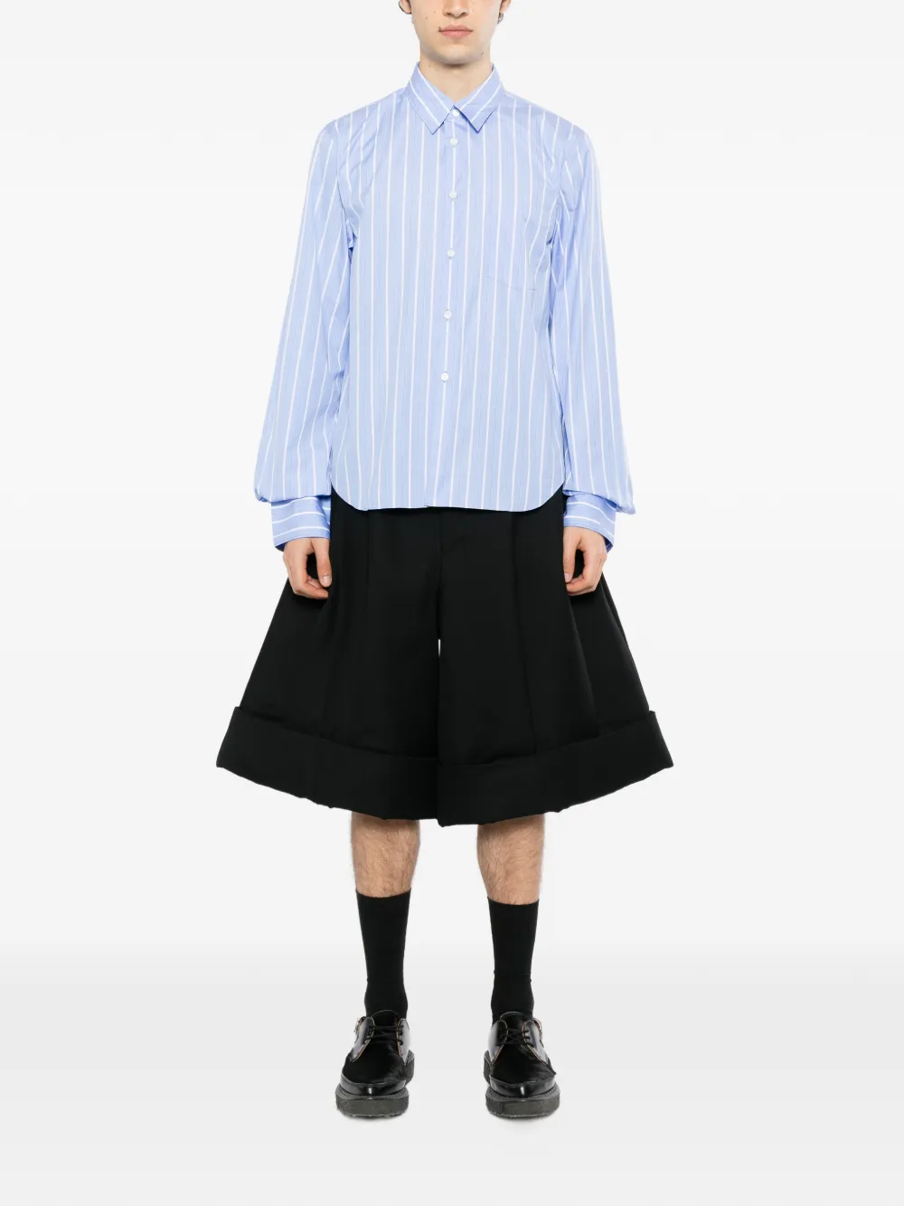 Comme des Garçons Homme Plus vertical-stripe long-sleeve shirt Blauw