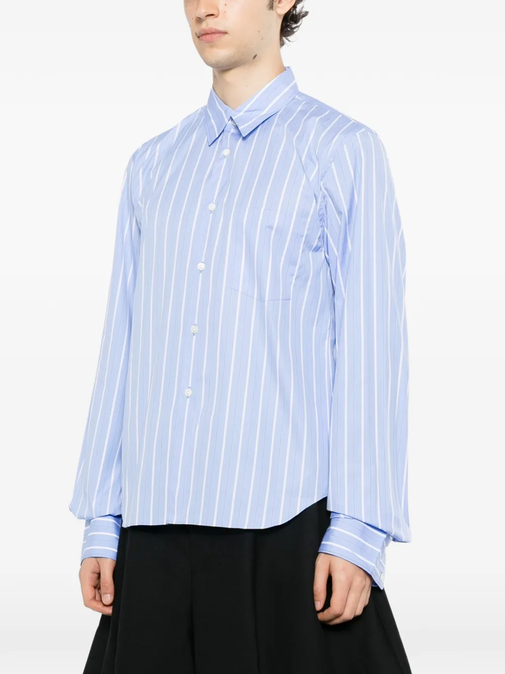 Comme des Garçons Homme Plus vertical-stripe long-sleeve shirt Blauw