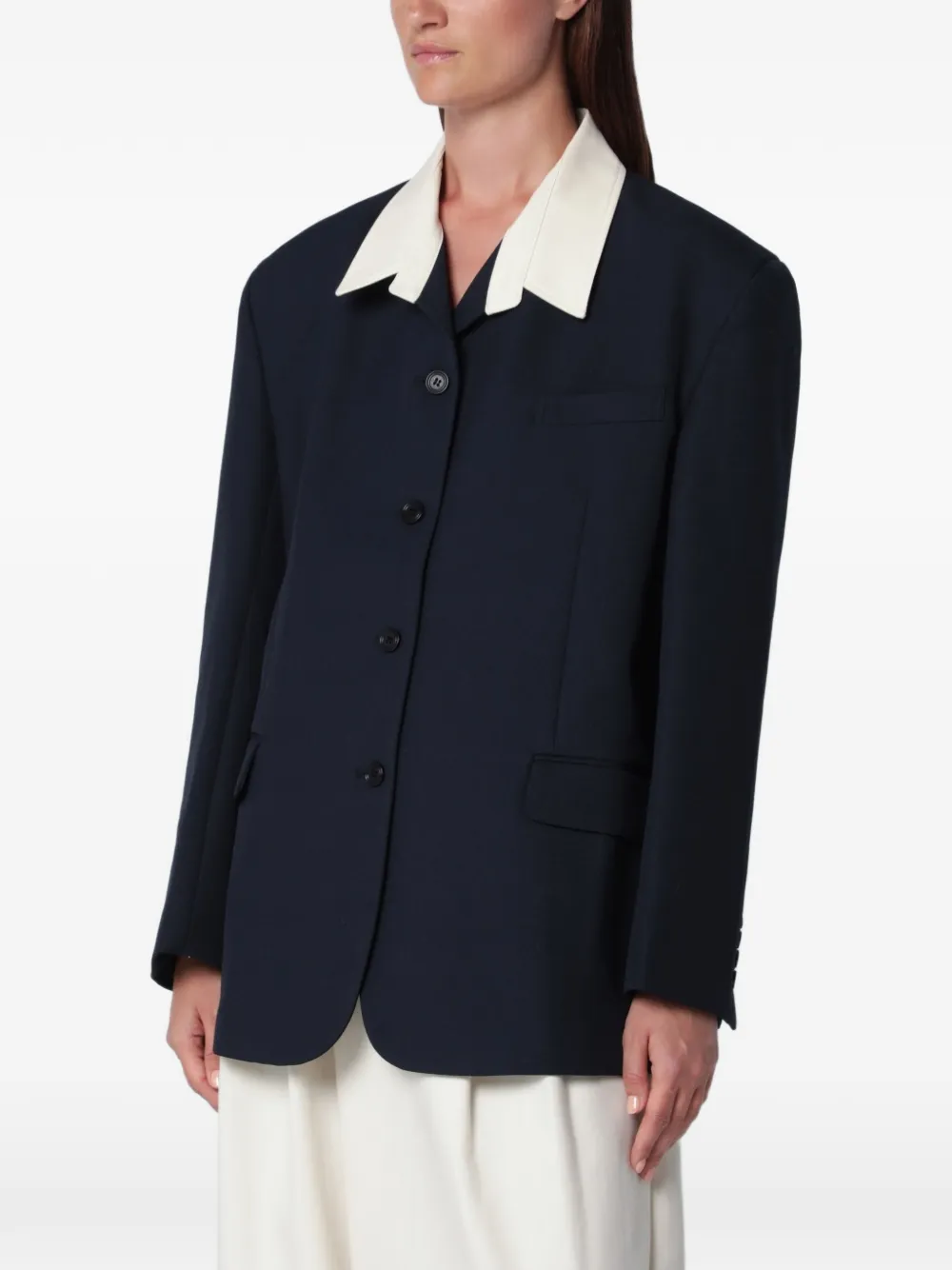 SOURCE UNKNOWN Suki contrast-collar blazer - Blu