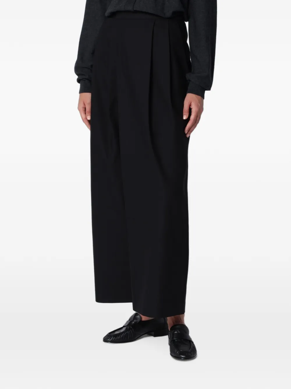 SOURCE UNKNOWN Leiko pleated cropped trousers - Nero