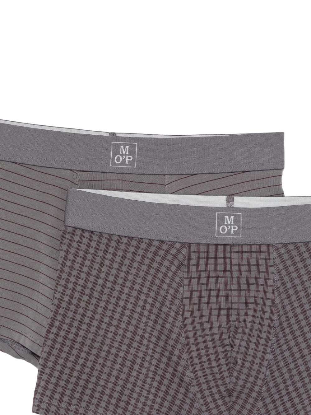 Marc O'Polo Drie boxershorts met ruit-print en strepen Grijs