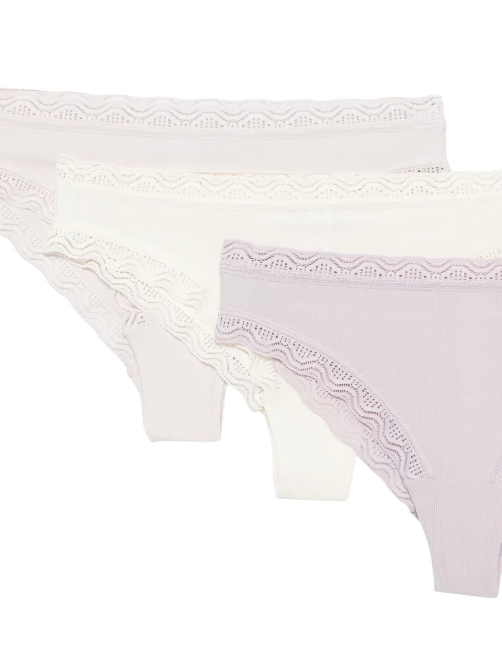 Marc O'Polo Drie geribbelde slips met kanten afwerking Beige