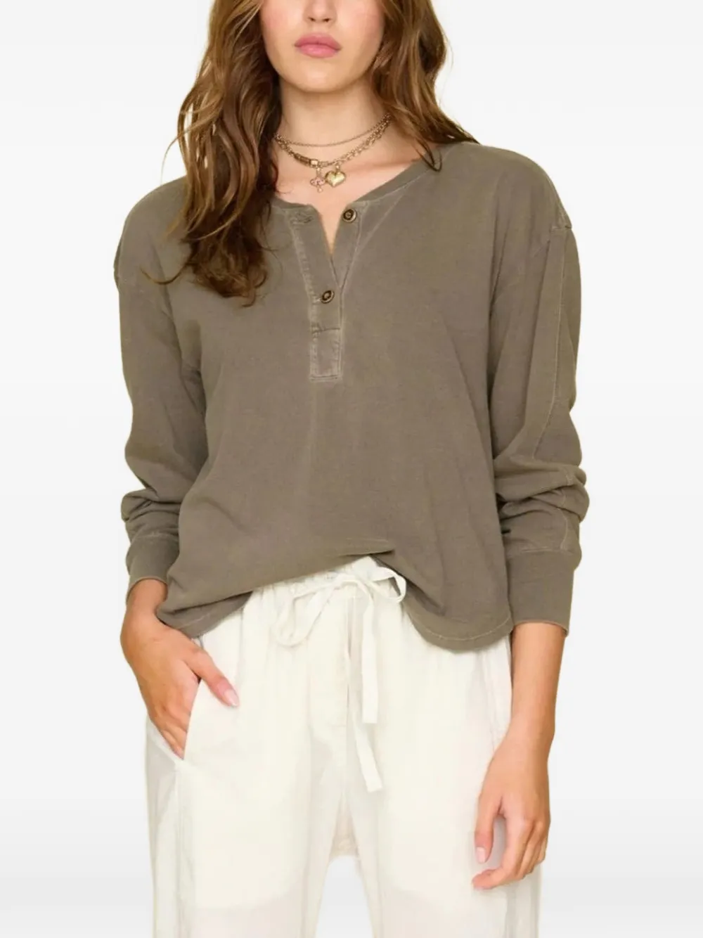Xirena Brooke Button-front Cotton Sweatshirt In Green