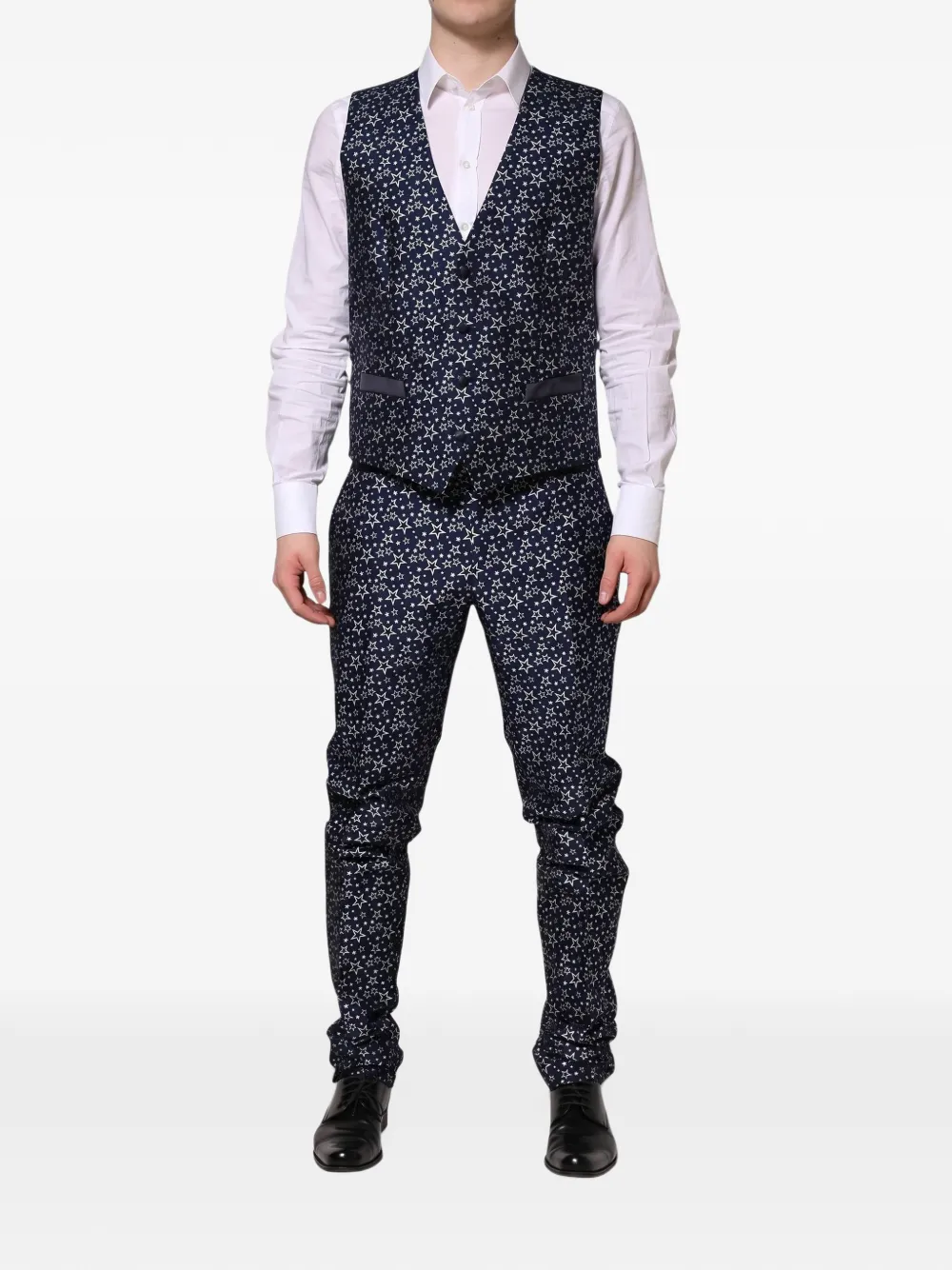 Dolce & Gabbana Martini star-jacquard three-piece suit Blauw
