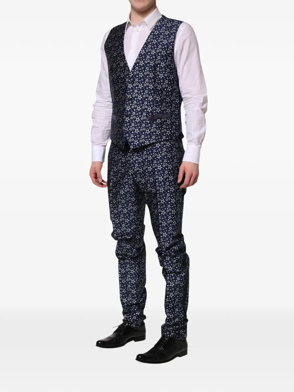 Dolce & Gabbana Martini star-jacquard three-piece suit Blauw