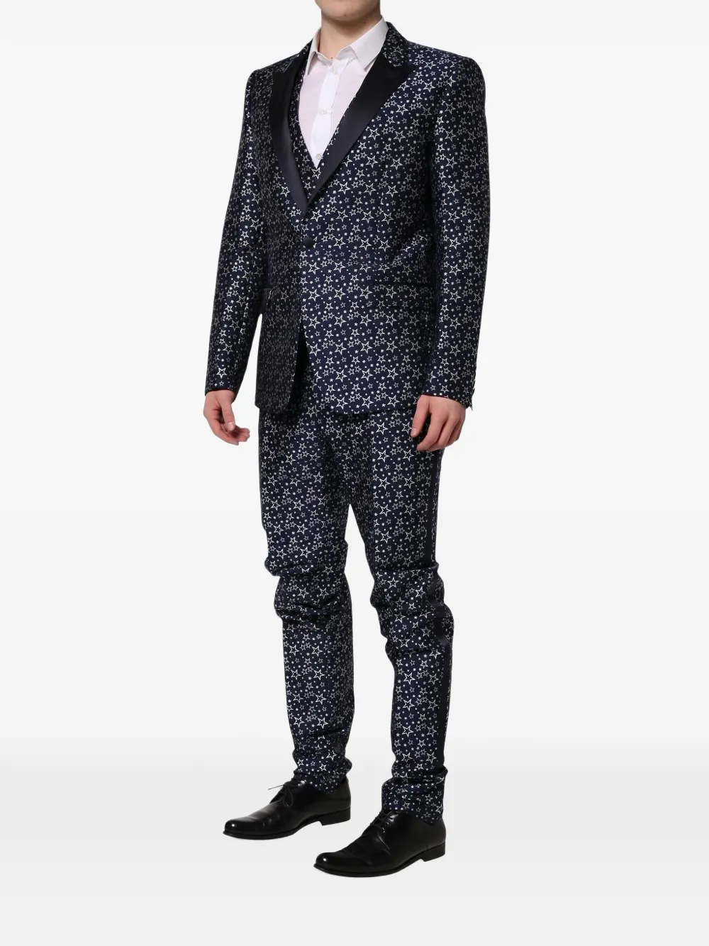 Dolce & Gabbana Martini star-jacquard three-piece suit Blauw