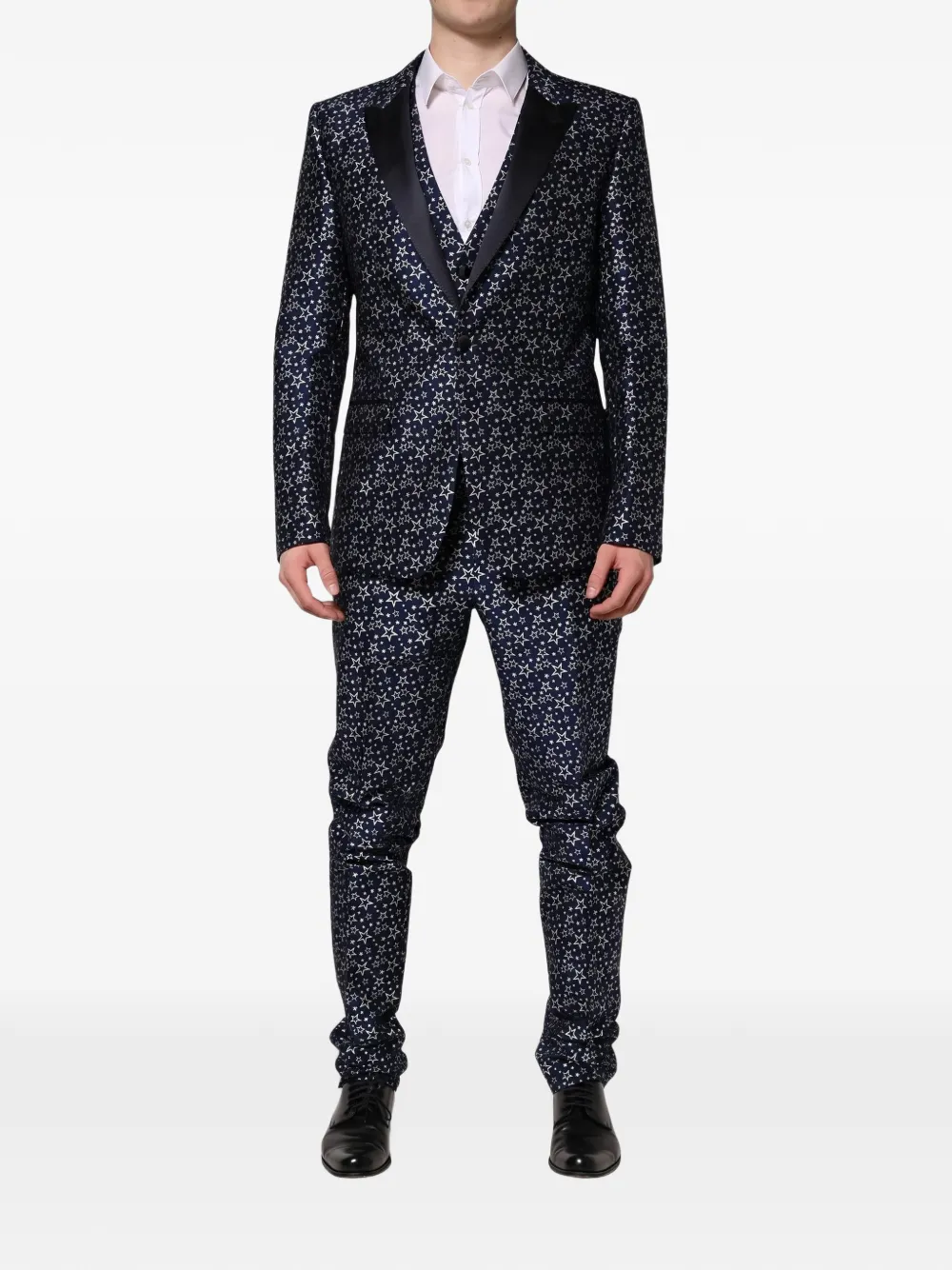 Dolce & Gabbana Martini star-jacquard three-piece suit Blauw