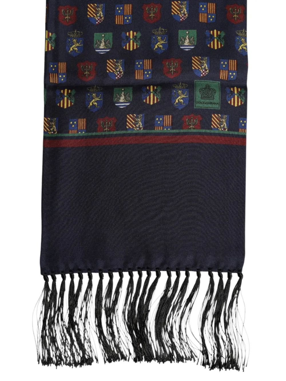 Dolce & Gabbana Sjaal met heraldische print en franje Blauw