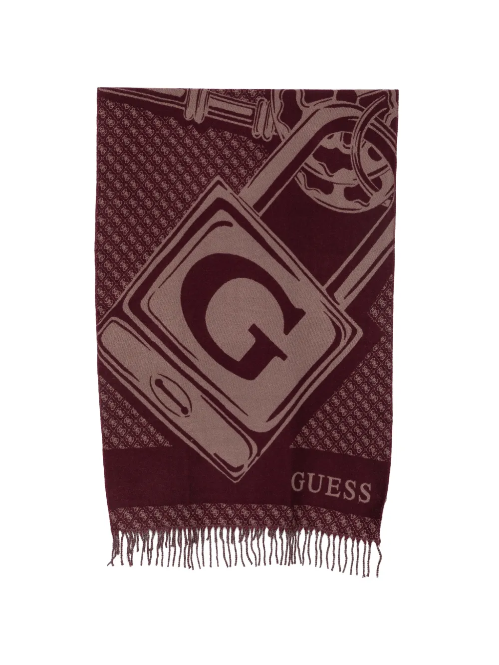 GUESS USA logo-print fringed scarf - Rot