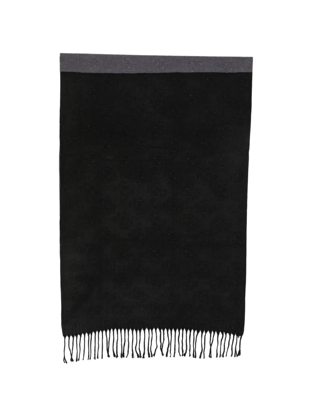 GUESS USA monogram-pattern fringed scarf - Schwarz