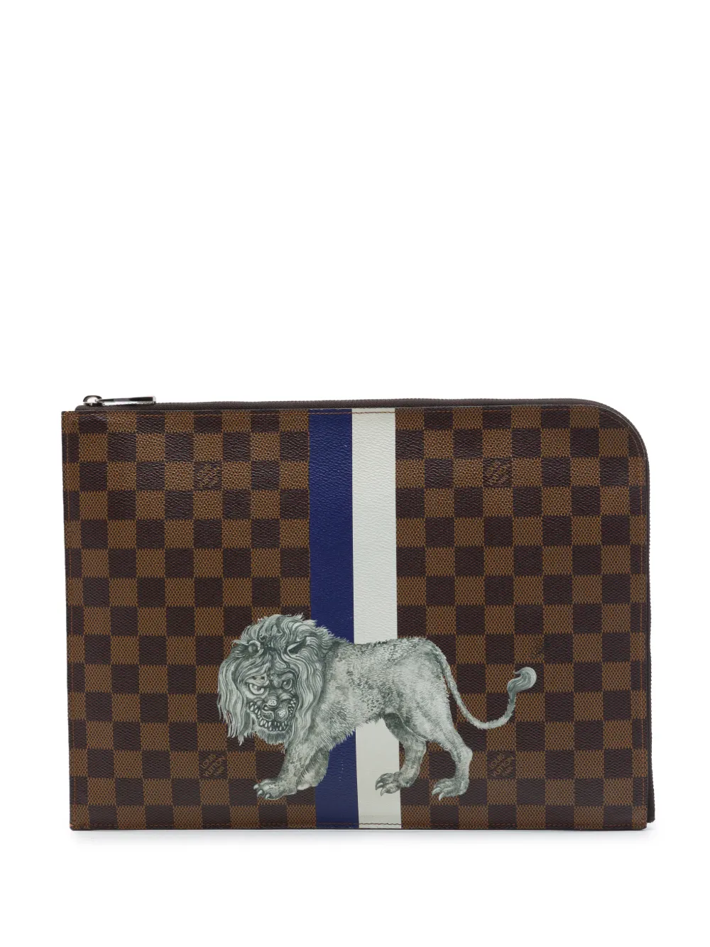 Louis Vuitton Pre-Owned pochette Chapman Brothers Savane Damier Ébène Lion Jour GM (2016) - Marron Louis Vuitton Pre-Owned pochette Chapman Brothers Savane Damier Ébène Lion Jour GM (2016) - Marron