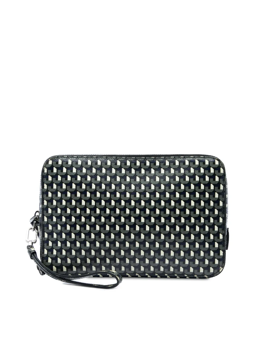 Prada Pre-Owned pochette zippée Saffiano Geometric Portfolio (2013-2026) - Bleu