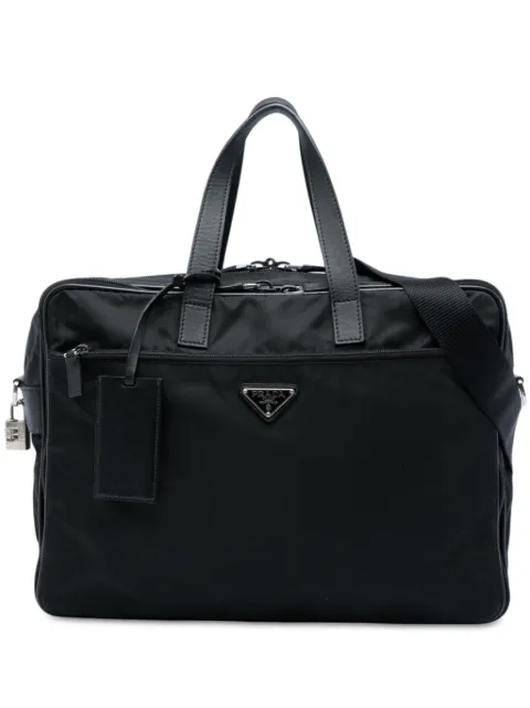 Prada Pre-Owned 2013-2026 Saffiano Trimmed Tessuto business bag
