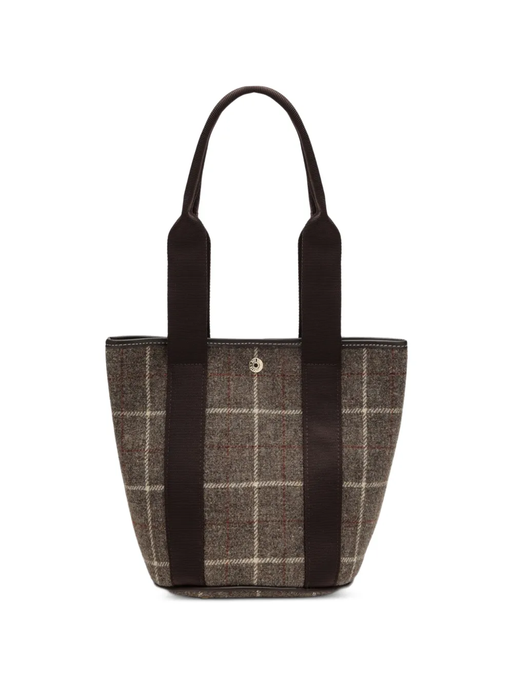 Rue De Verneuil check-pattern bucket bag - Braun