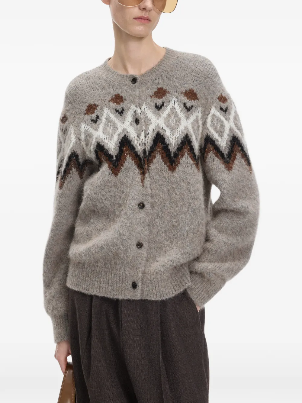 JNBY Geometrisch gebreid vest met sjaal-detail Grijs