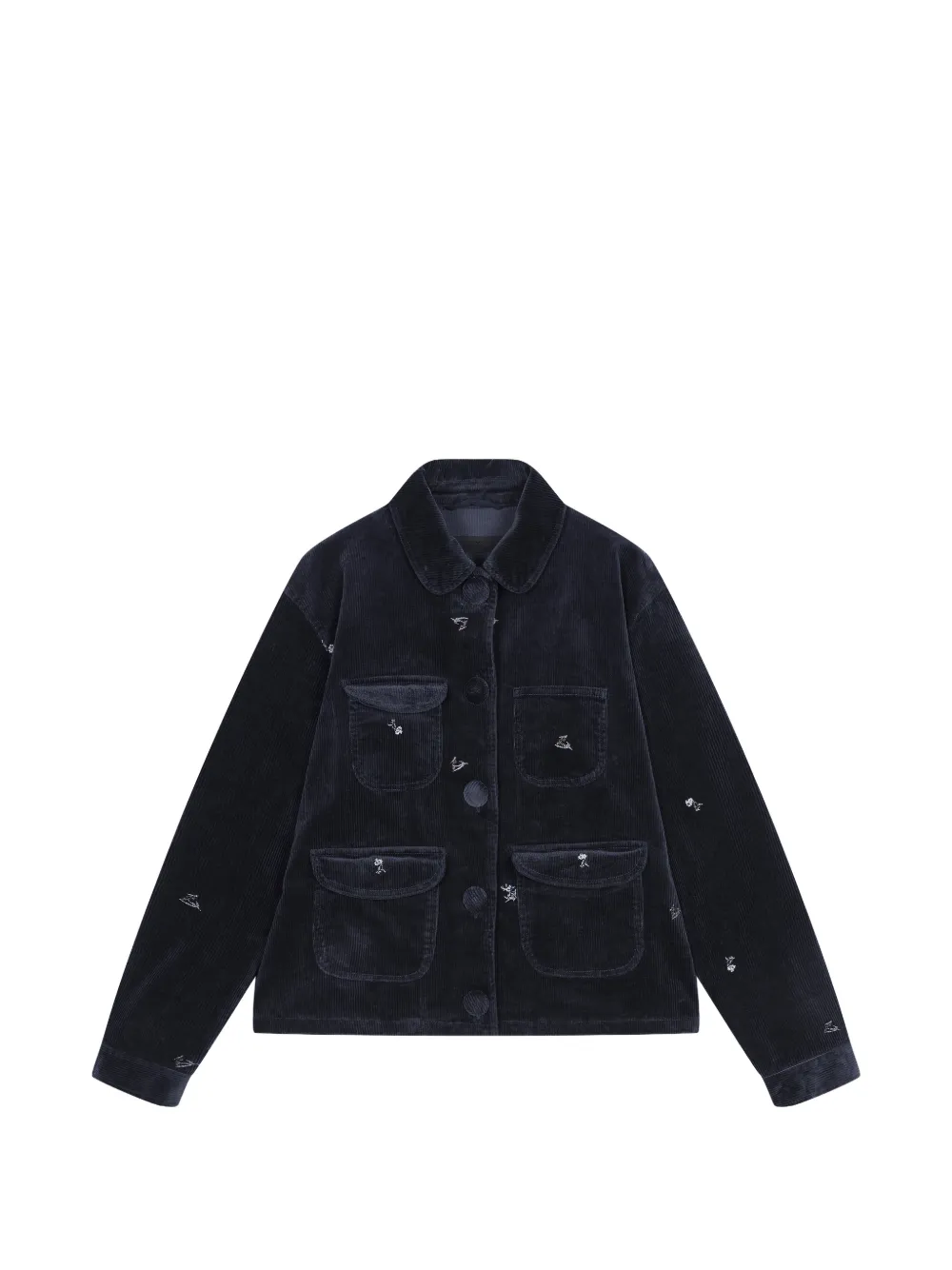 Jnby Floral-print Corduroy Jacket In Blue