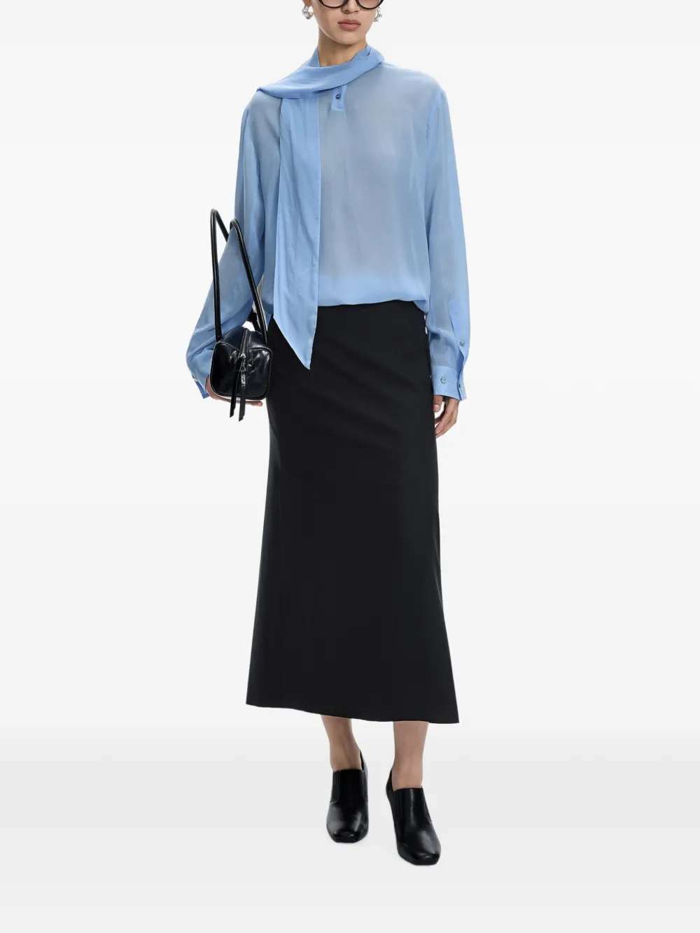 JNBY Blouse met gestrikte hals Blauw
