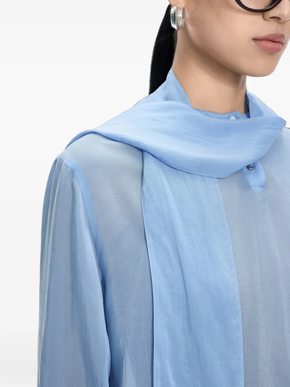 JNBY Blouse met gestrikte hals Blauw