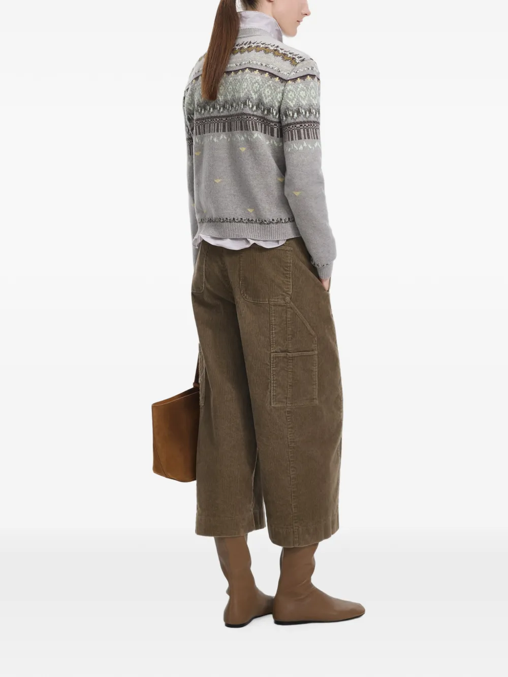 JNBY Ribfluwelen broek met wijde pijpen Bruin