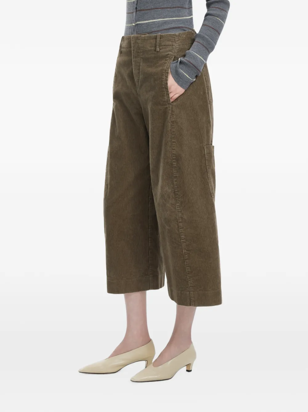 JNBY Ribfluwelen broek met wijde pijpen Bruin