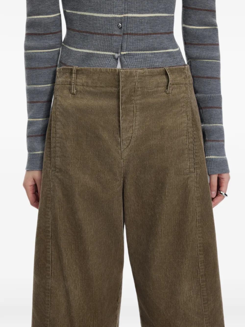 JNBY Ribfluwelen broek met wijde pijpen Bruin