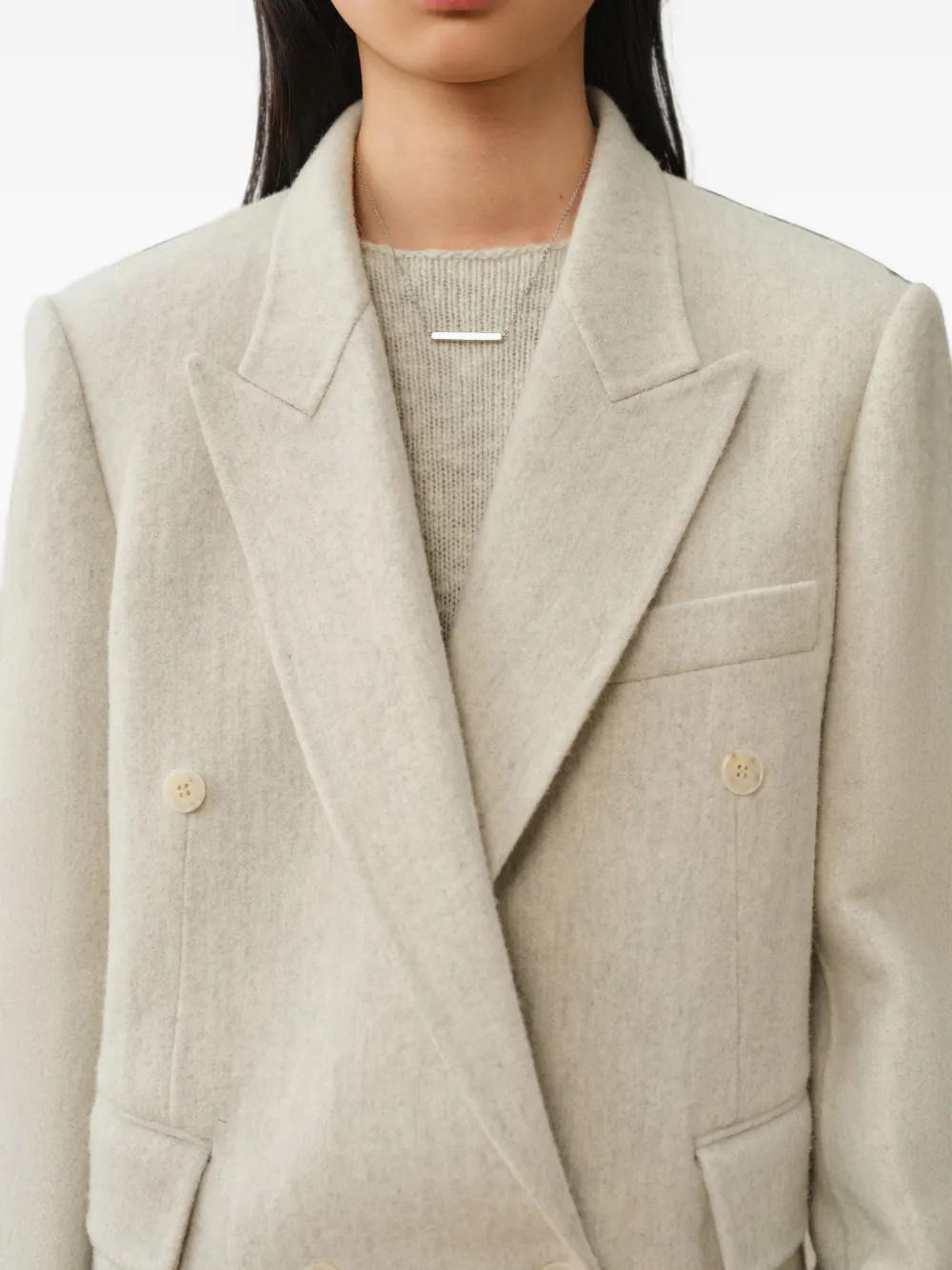 LESS Cropped jack met dubbele rij knopen Beige