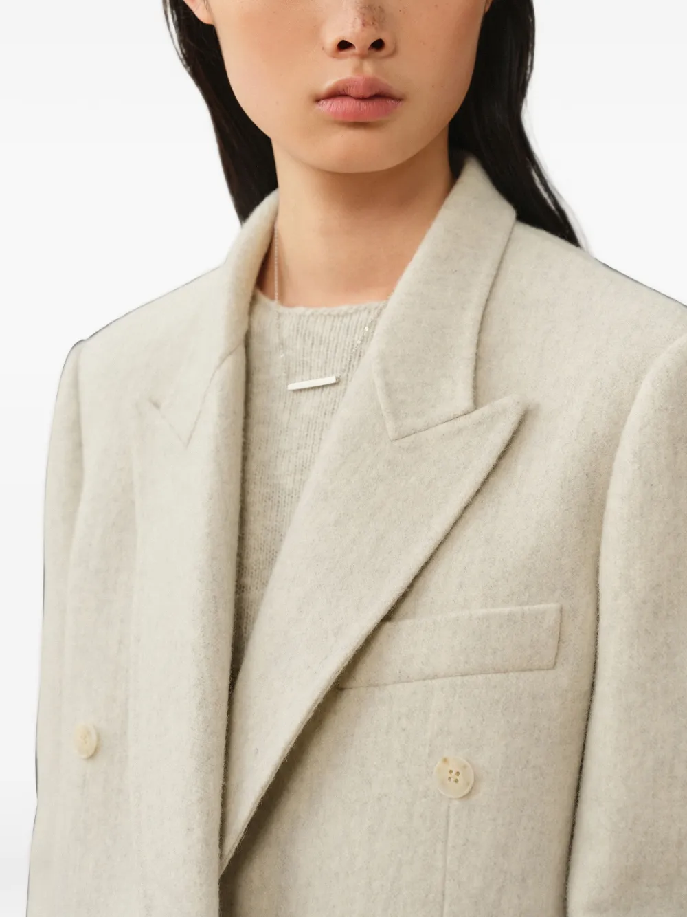LESS Cropped jack met dubbele rij knopen Beige