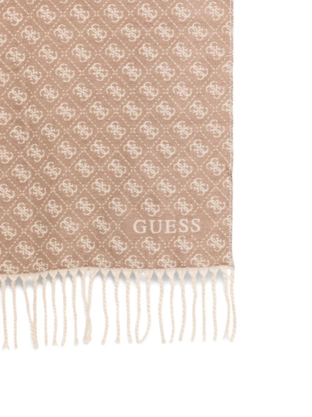 GUESS USA Sjaal met monogram-print en franje Beige