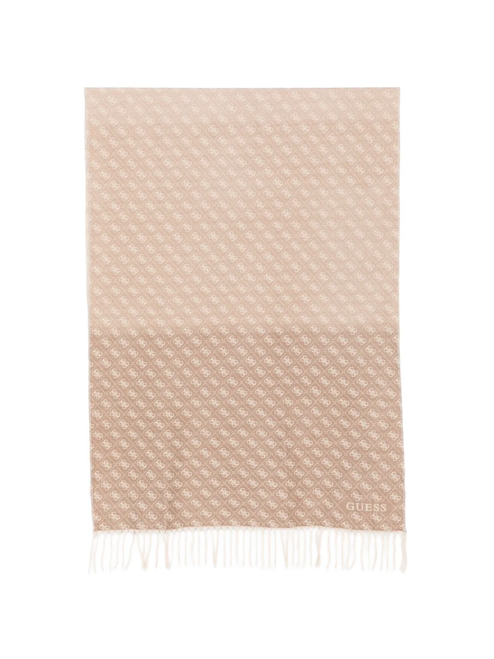 GUESS USA monogram-print fringed scarf - Nude