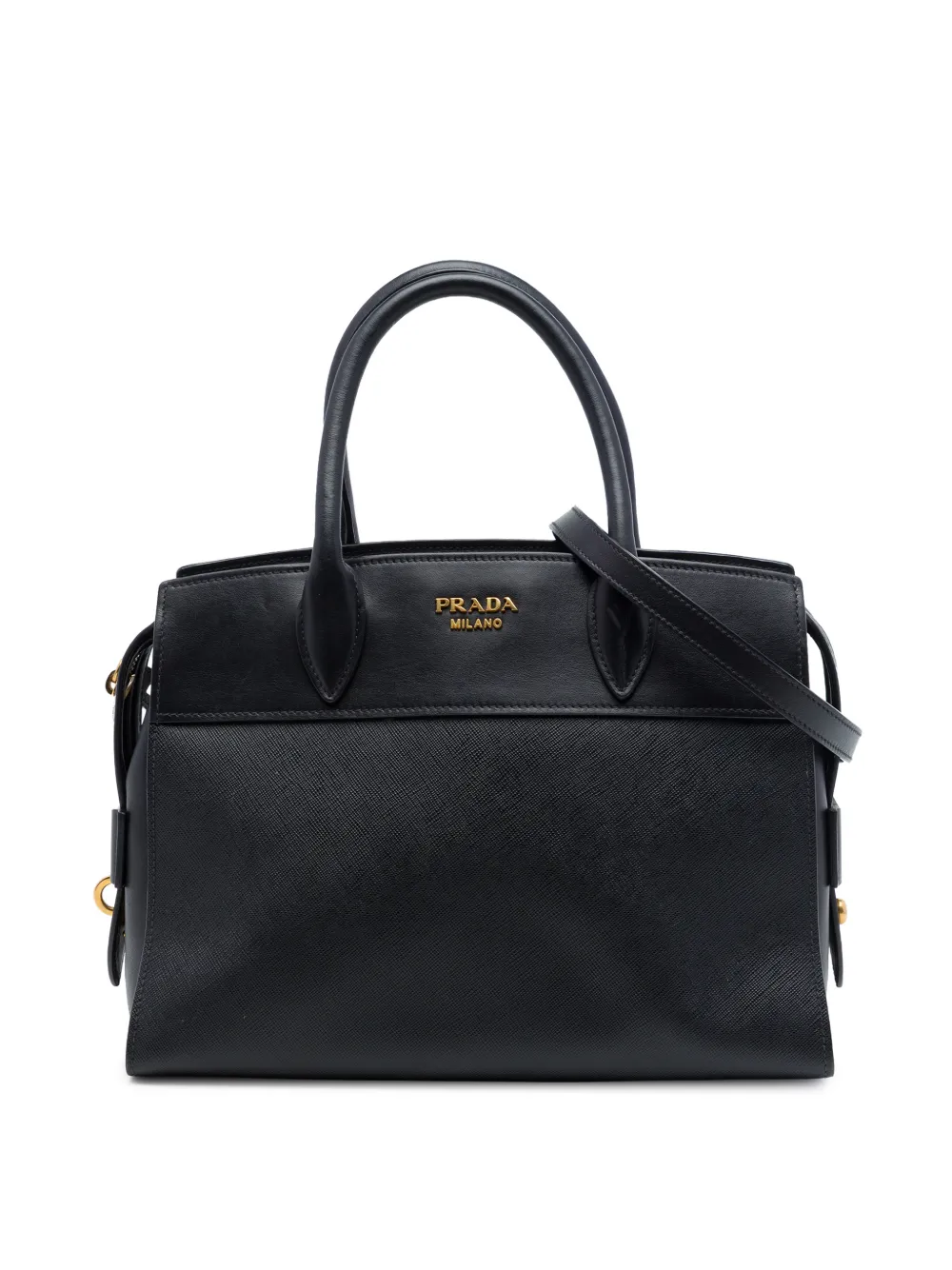 Prada Pre-Owned 2010-2026 Saffiano and City Calf Esplanade satchel - Nero