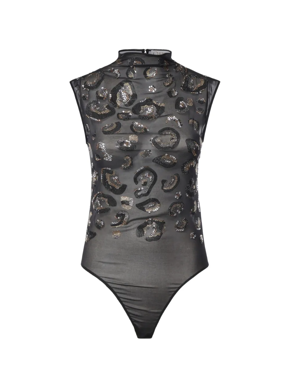 Genny leopard-pattern crystal-embellished bodysuit - Nero
