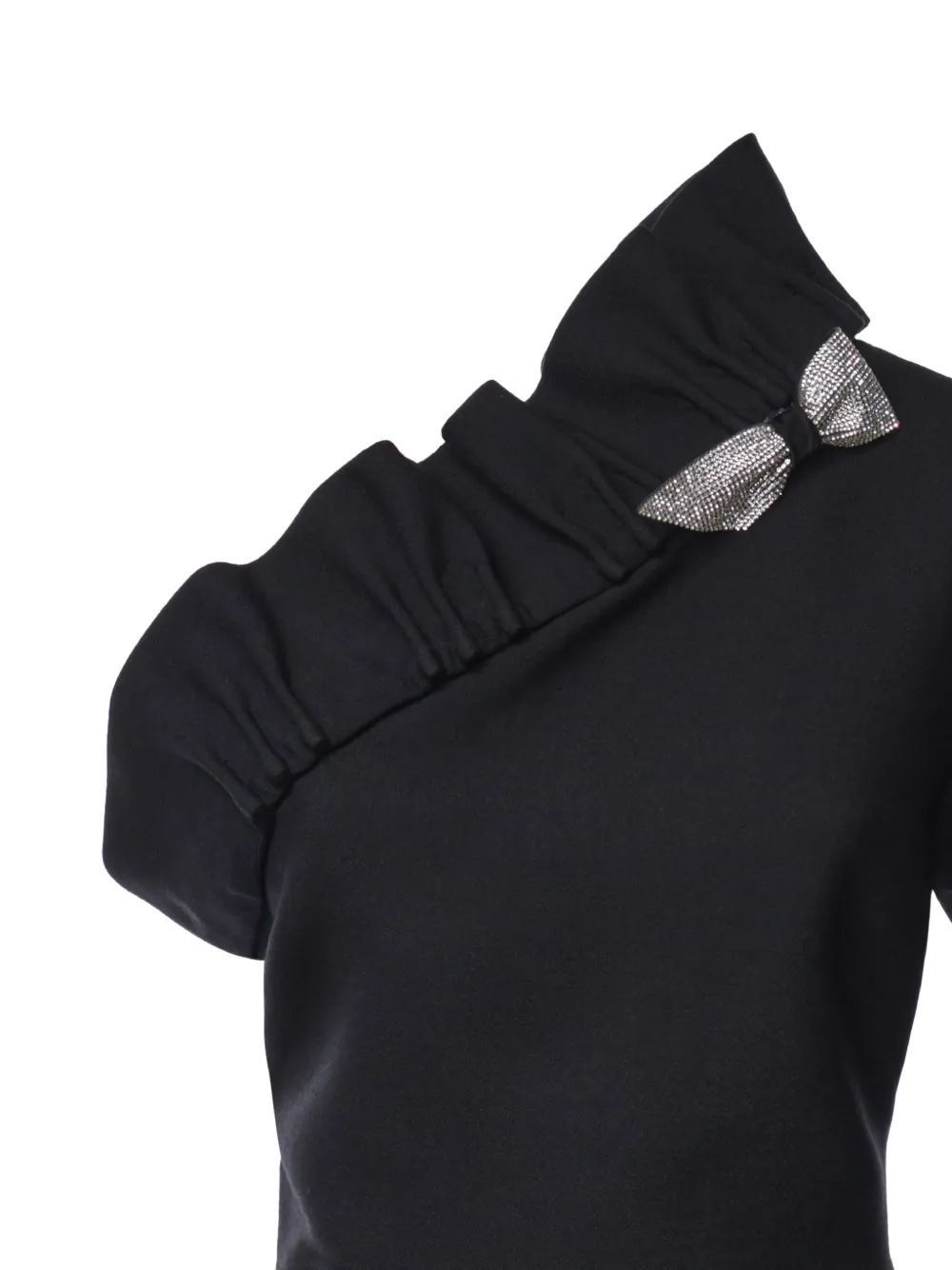 Genny ruffled bow-embellished mini dress Zwart