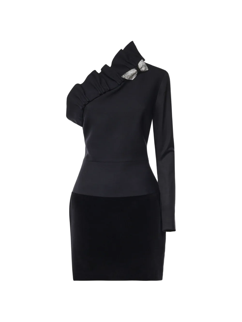 Genny ruffled bow-embellished mini dress Zwart