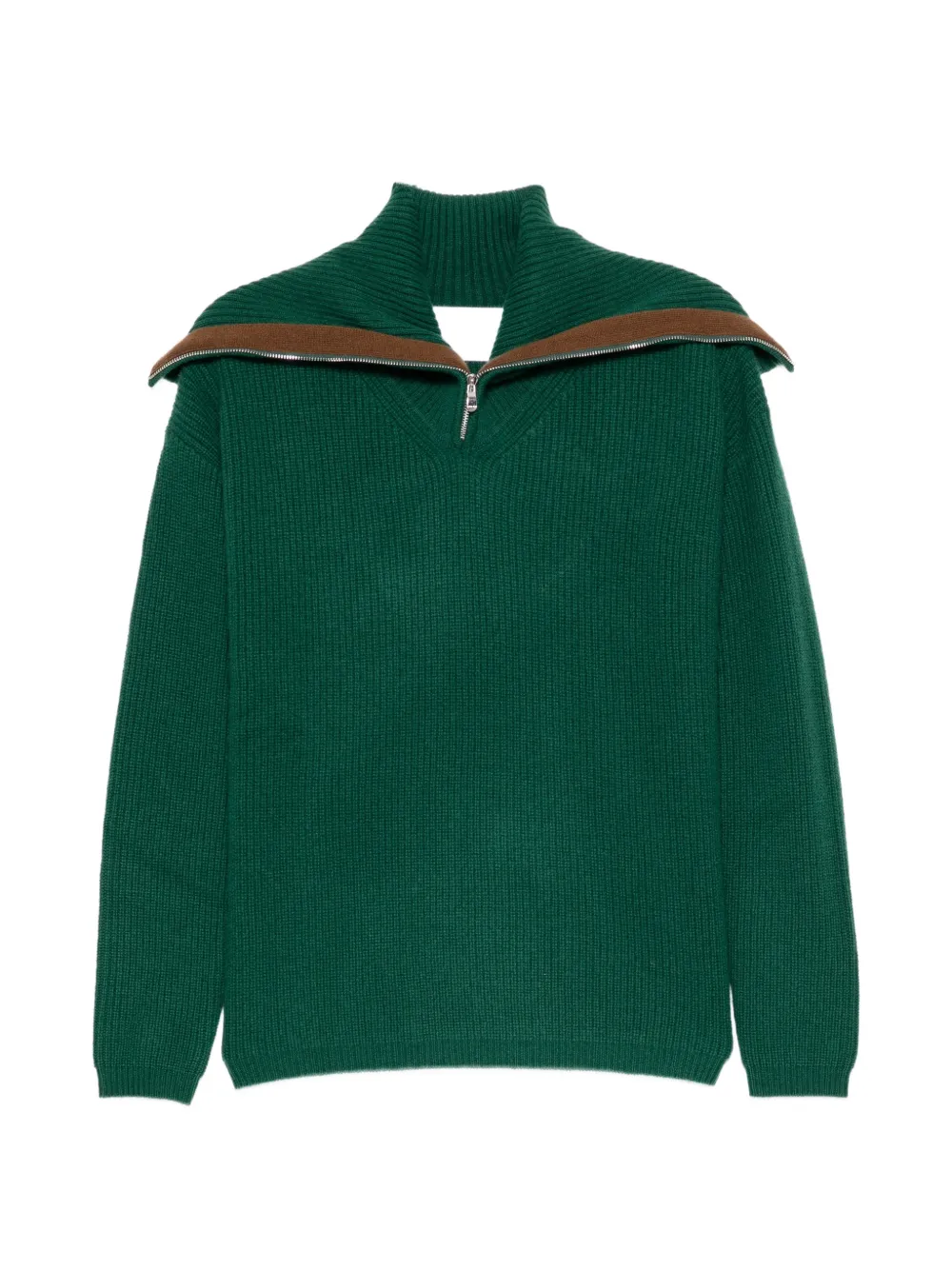 CUDDLEUP ribbed-knit quarter-zip sweater - Verde