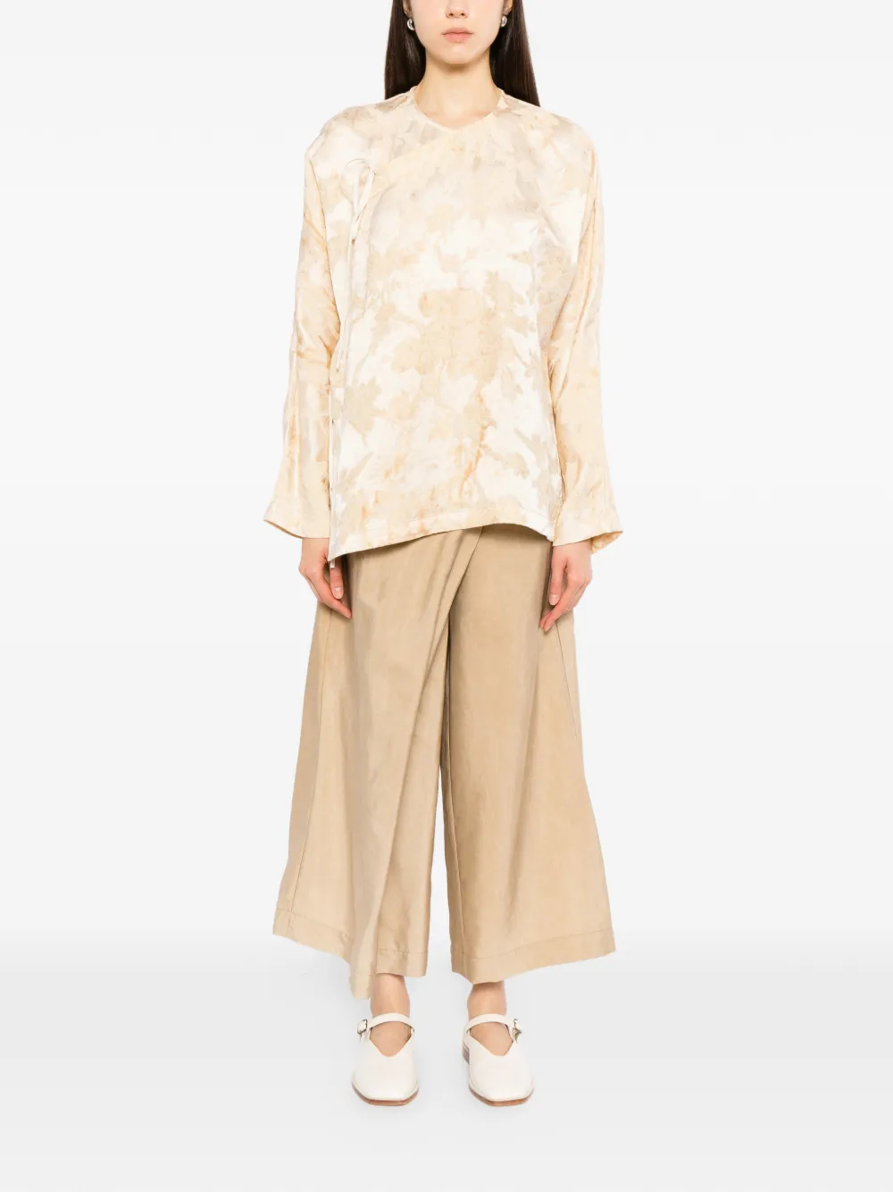 Uma Wang wrap-front wide-leg trousers Beige