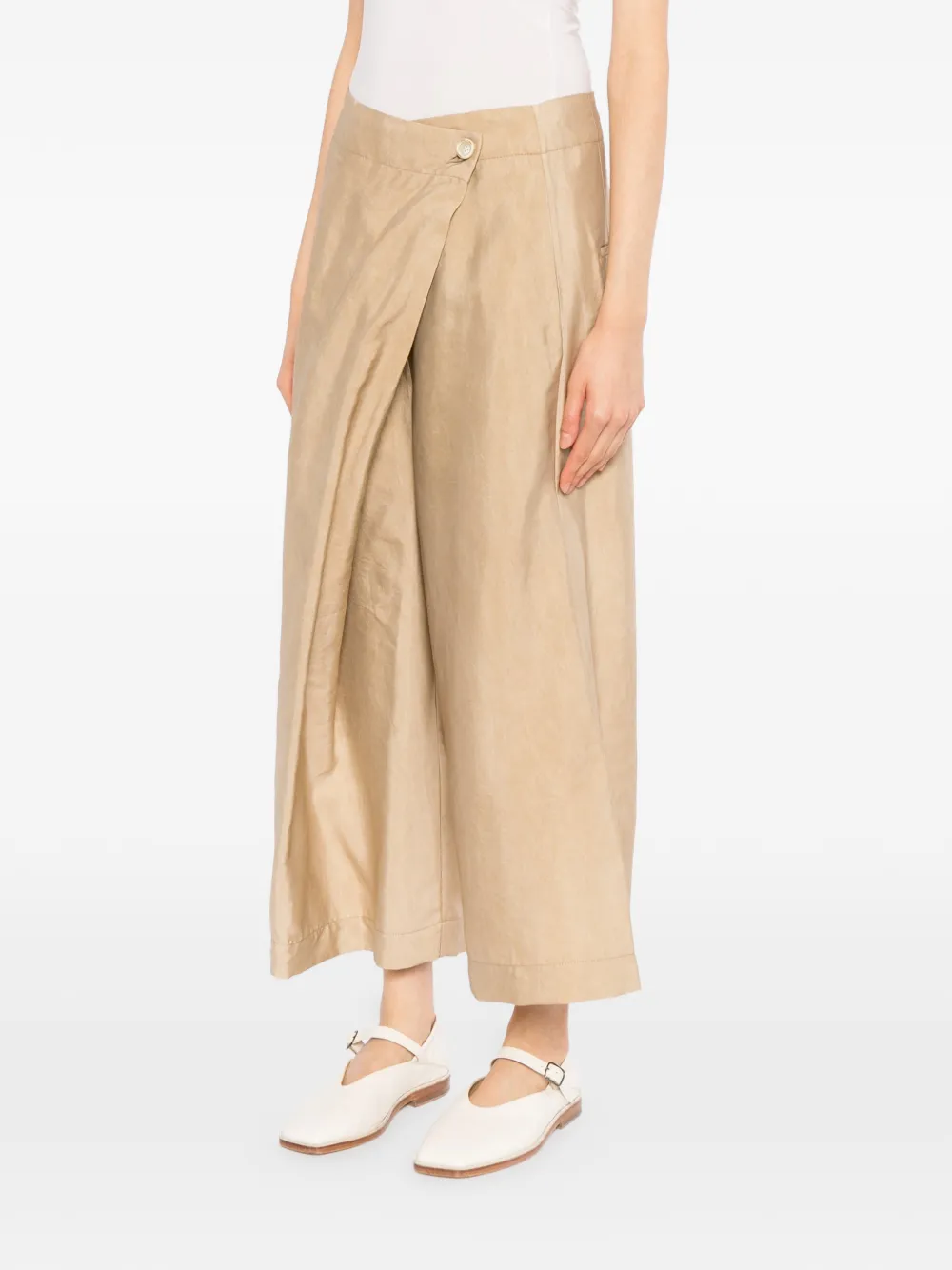 Uma Wang wrap-front wide-leg trousers Beige