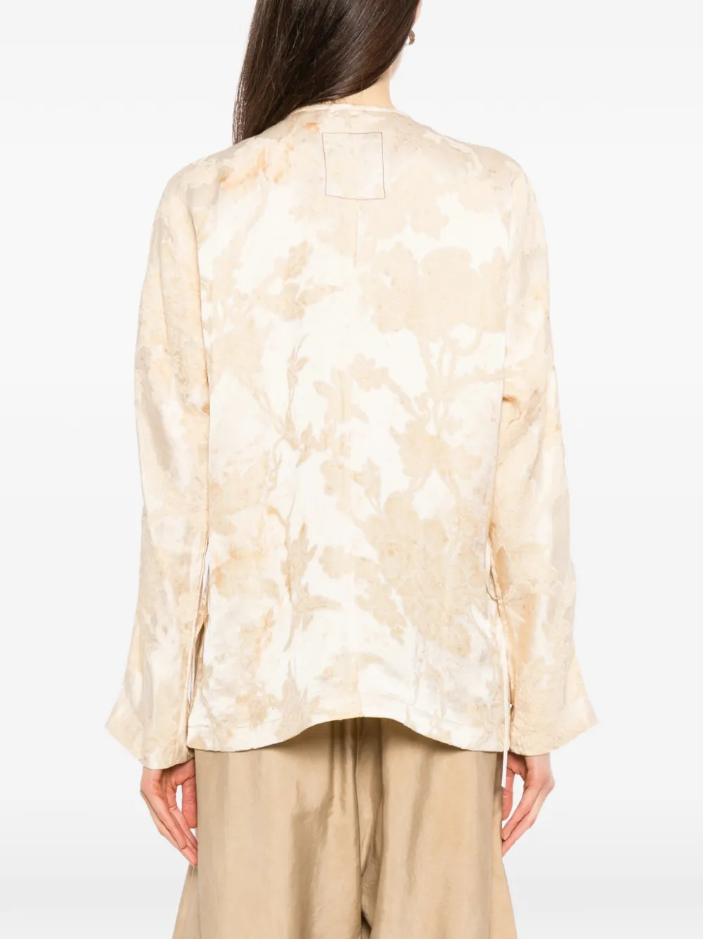 Uma Wang Jack met abstract patroon en striksluiting Beige