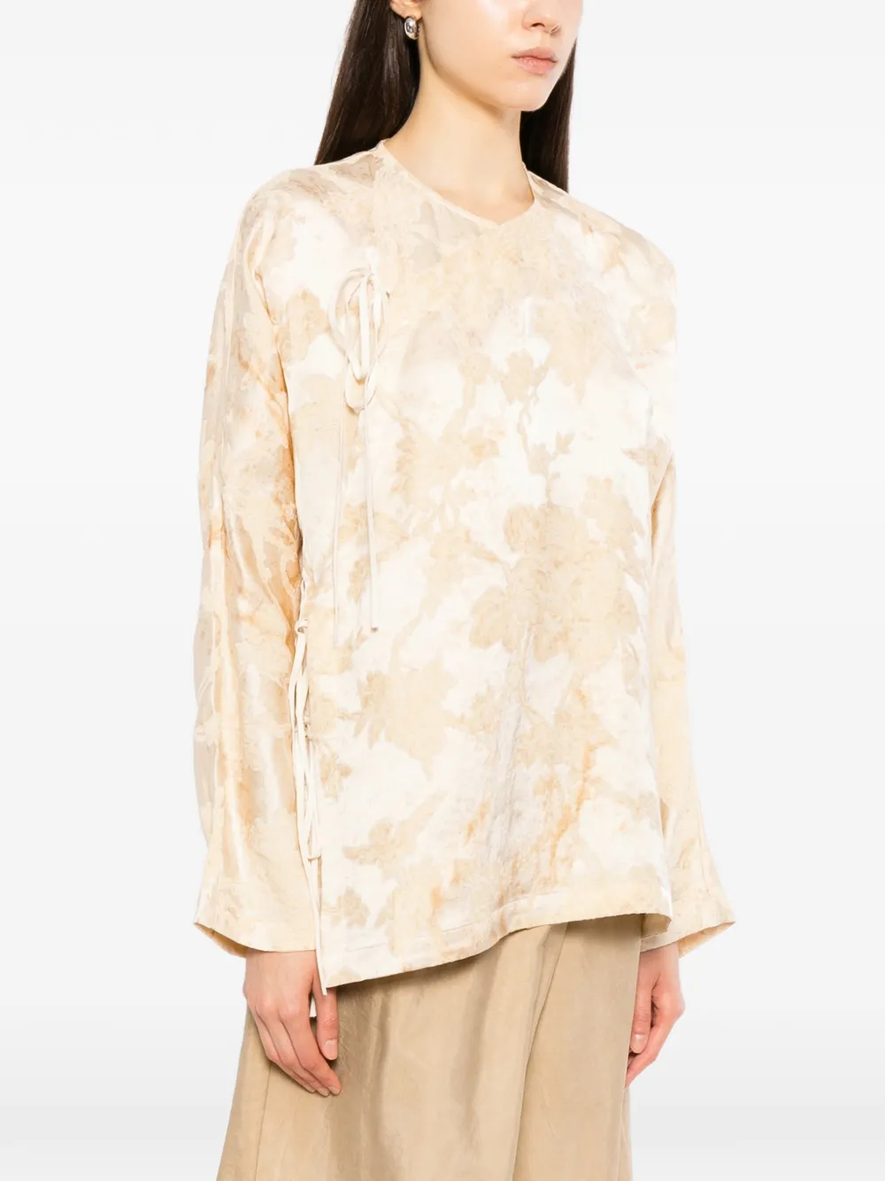 Uma Wang Jack met abstract patroon en striksluiting Beige