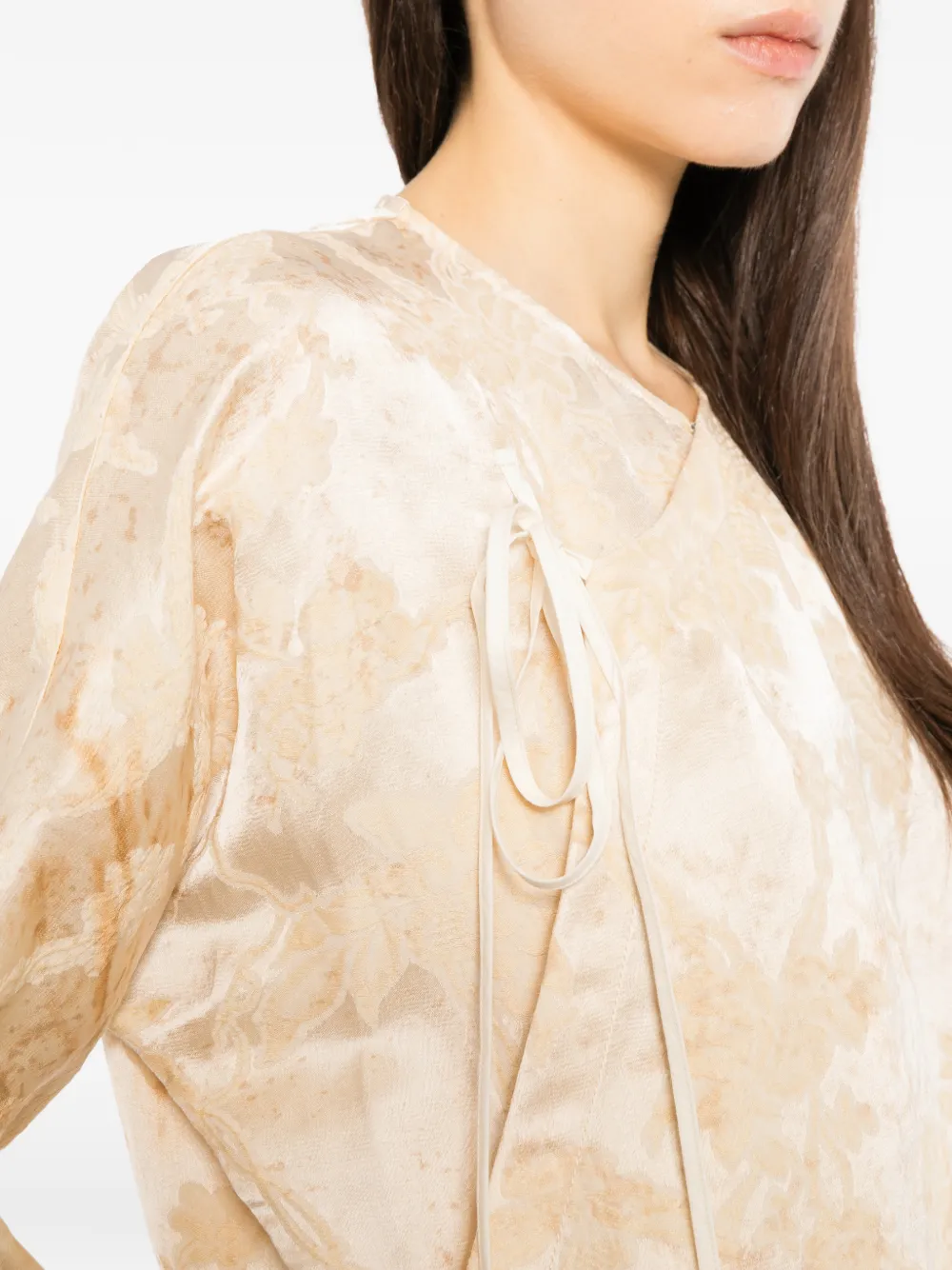 Uma Wang Jack met abstract patroon en striksluiting Beige